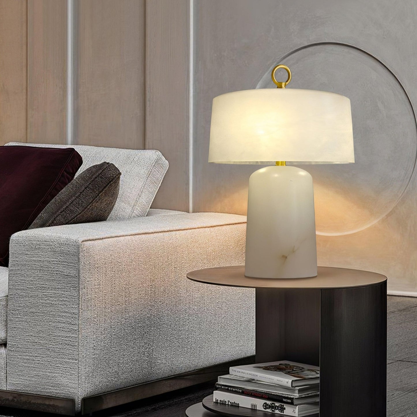 Aogashima Table Lamp | Marble & Brass | White & Brass