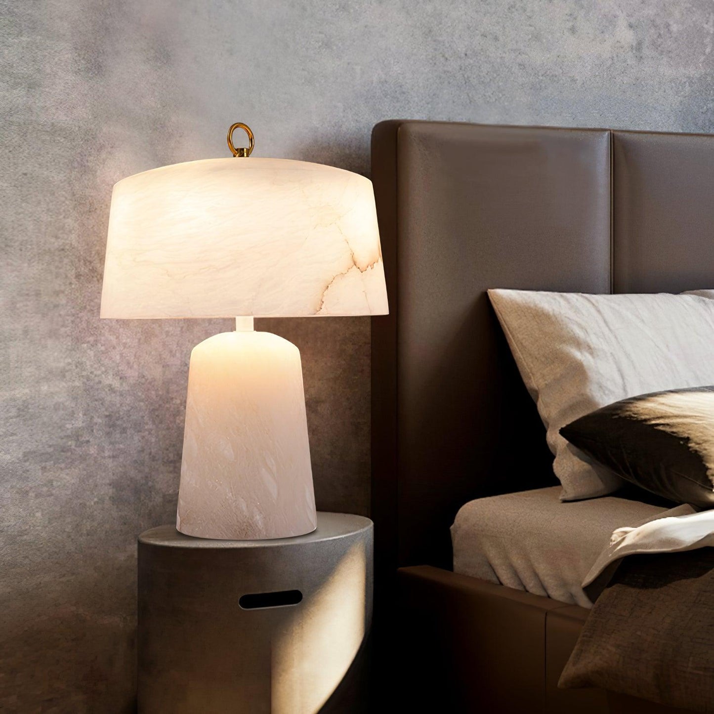 Aogashima Table Lamp | Marble & Brass | White & Brass
