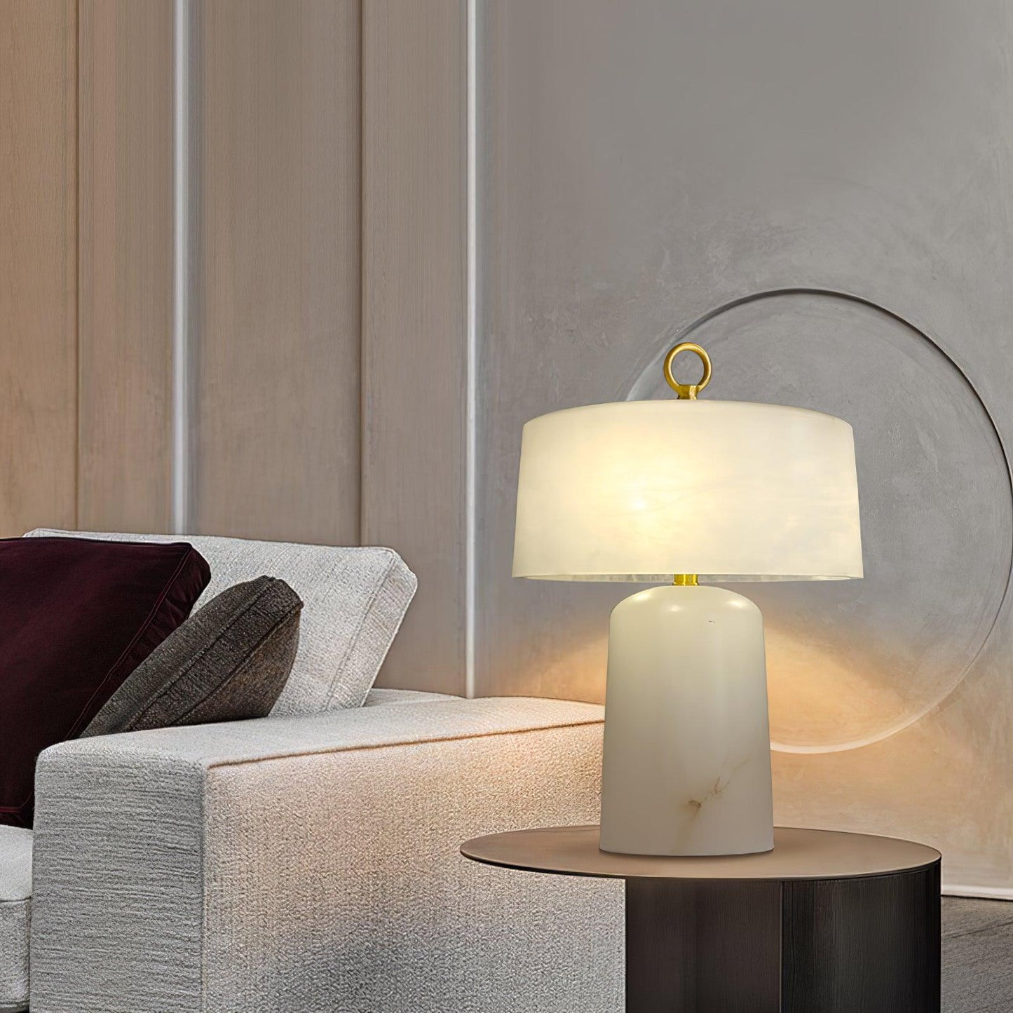 Aogashima Table Lamp | Marble & Brass | White & Brass