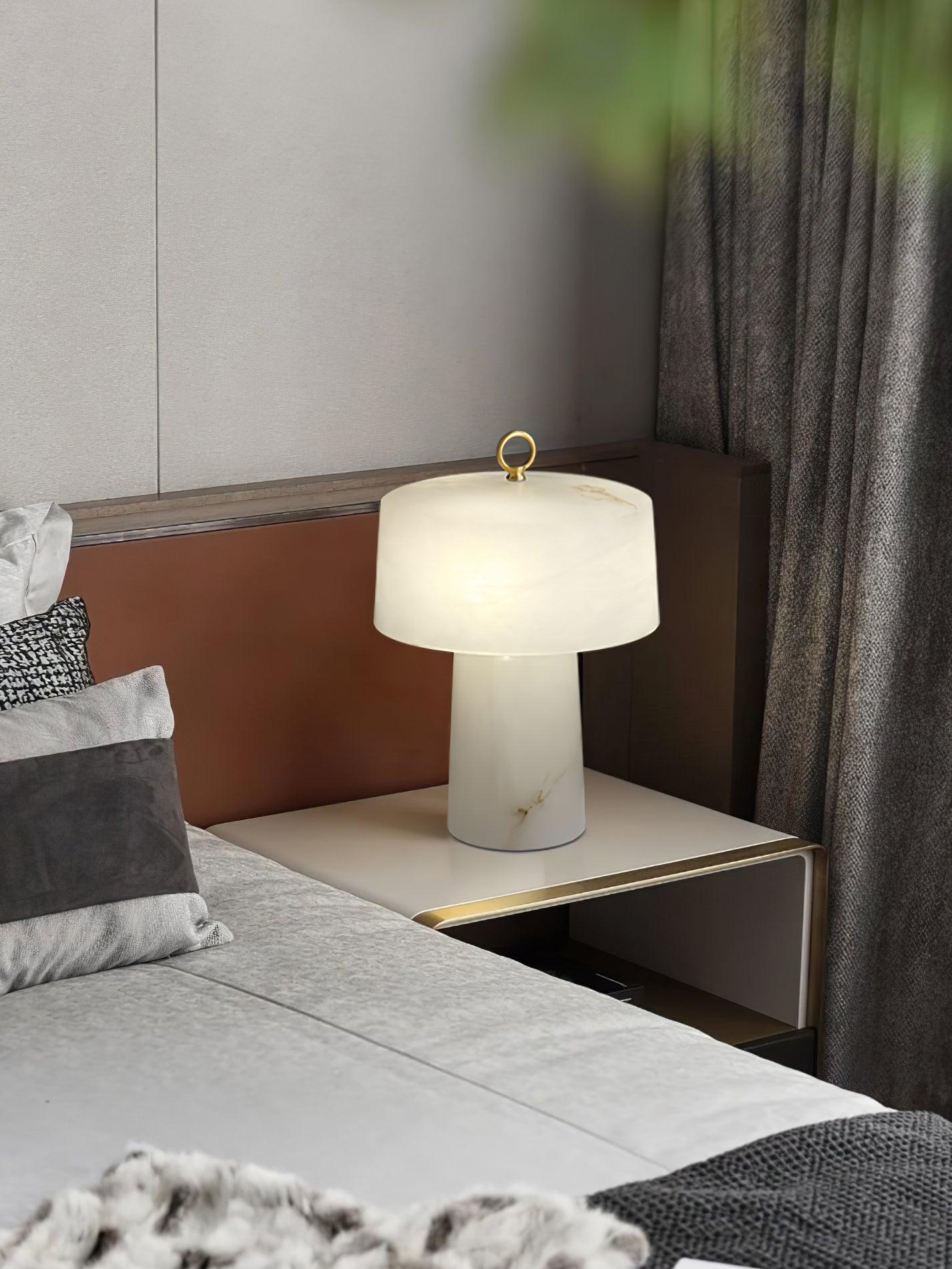 Aogashima Table Lamp | Marble & Brass | White & Brass
