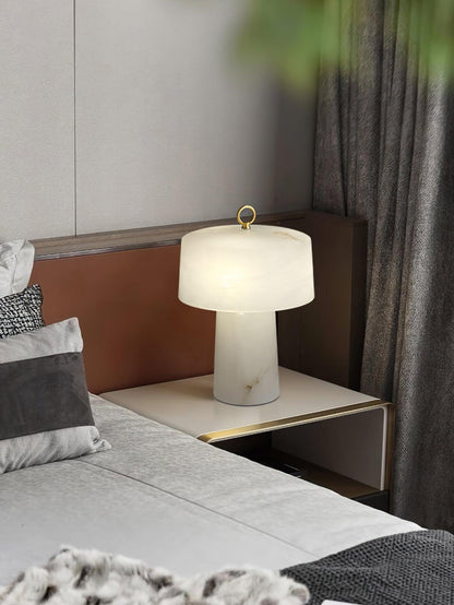 Aogashima Table Lamp | Marble & Brass | White & Brass