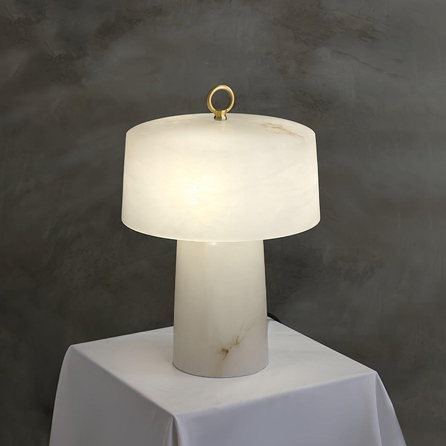 Aogashima Table Lamp | Marble & Brass | White & Brass