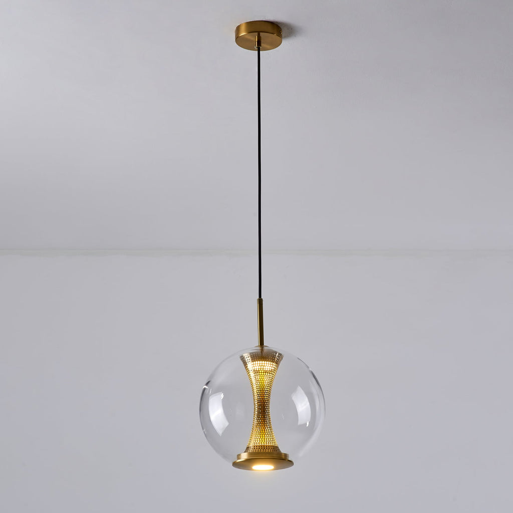 Apedo Pendant Light | Clear Glass & Metal | Gold Finish