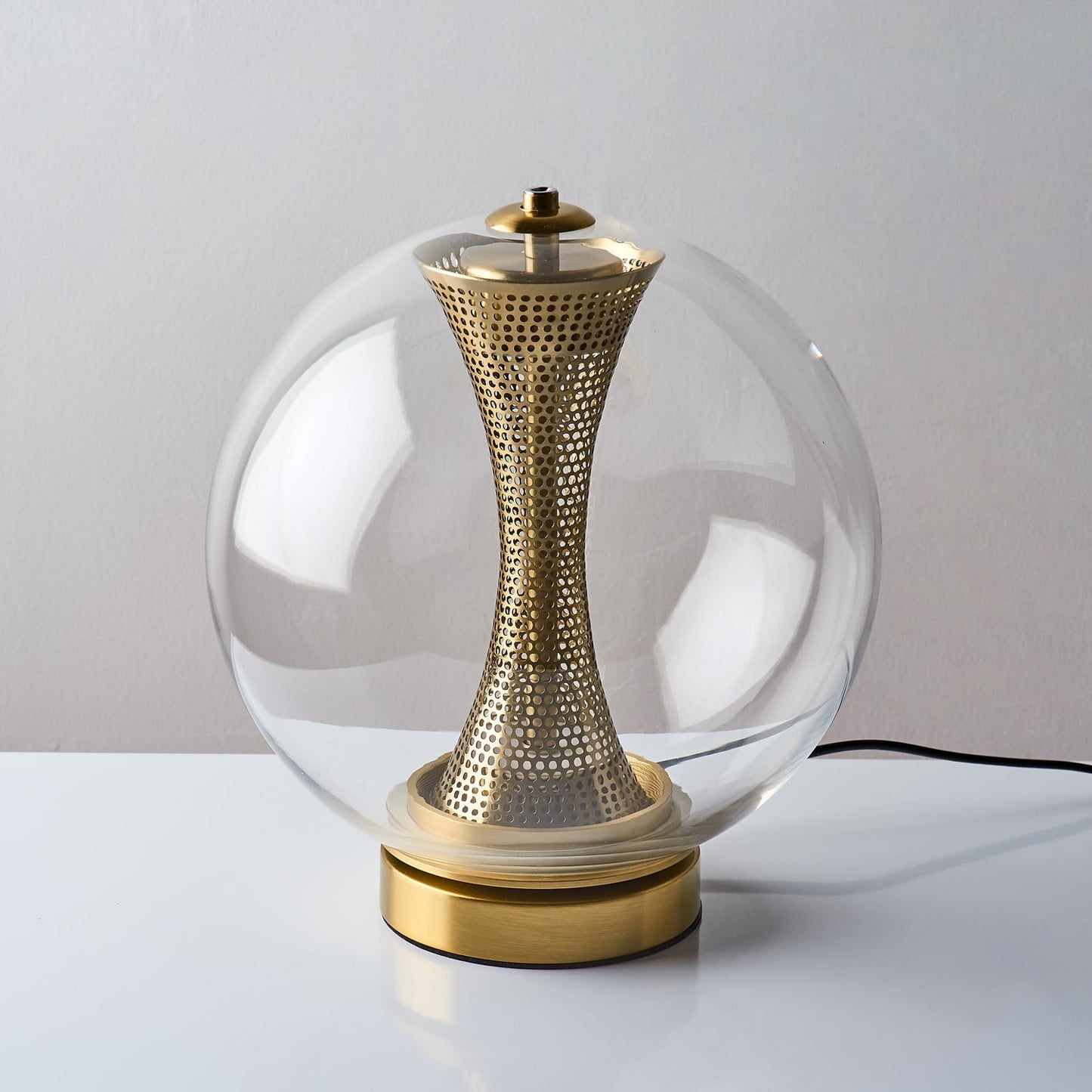 Apedo Table Lamp | Gold Metal & Clear Glass | Modern Design