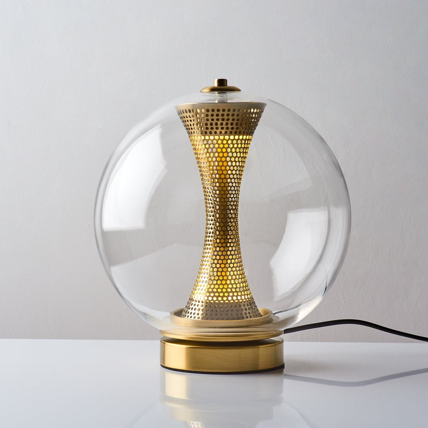 Apedo Table Lamp | Gold Metal & Clear Glass | Modern Design