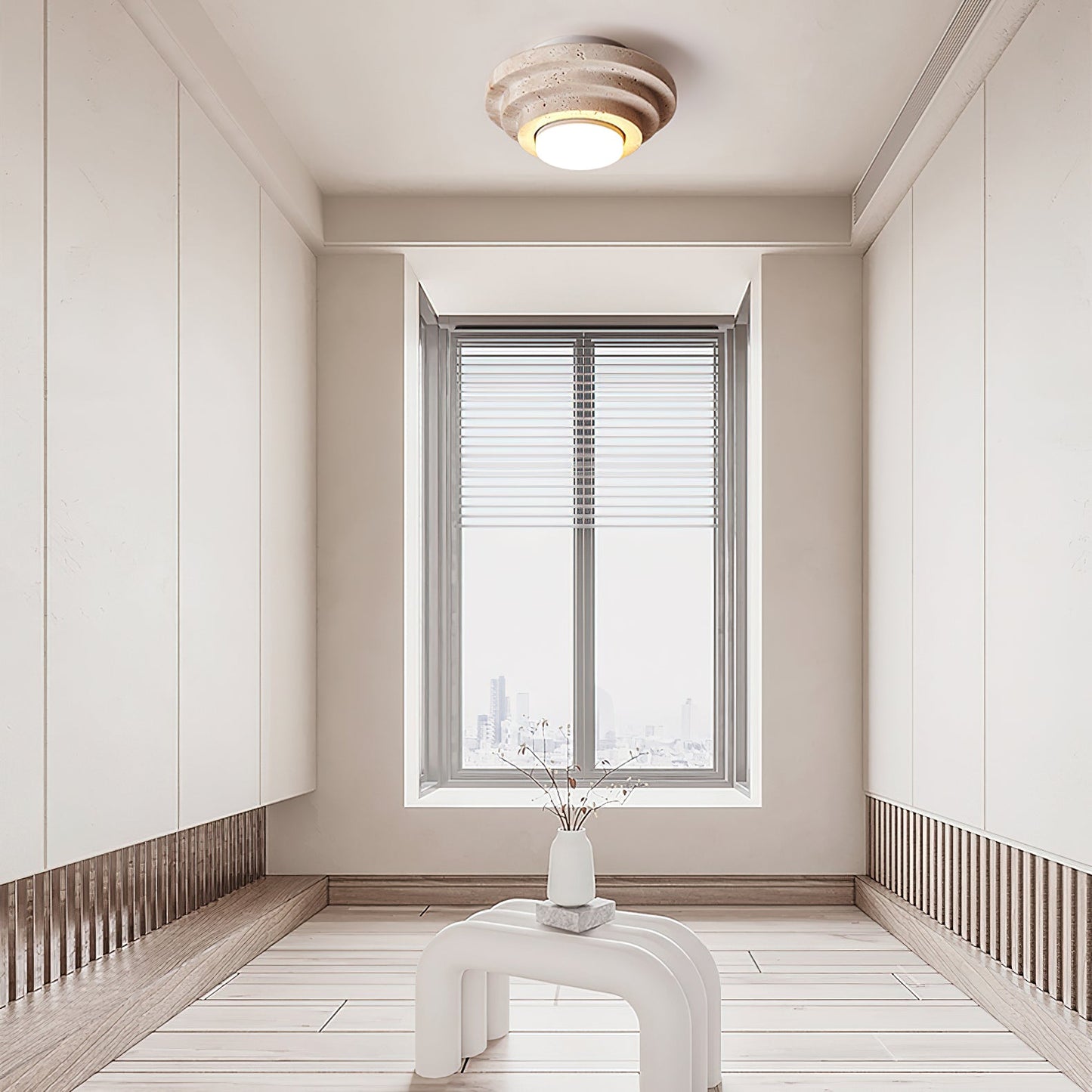 Aperture Ceiling Lamp | Yellow Travertine | Beige