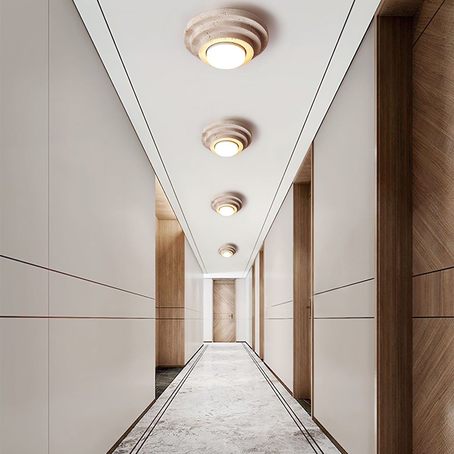 Aperture Ceiling Lamp | Yellow Travertine | Beige