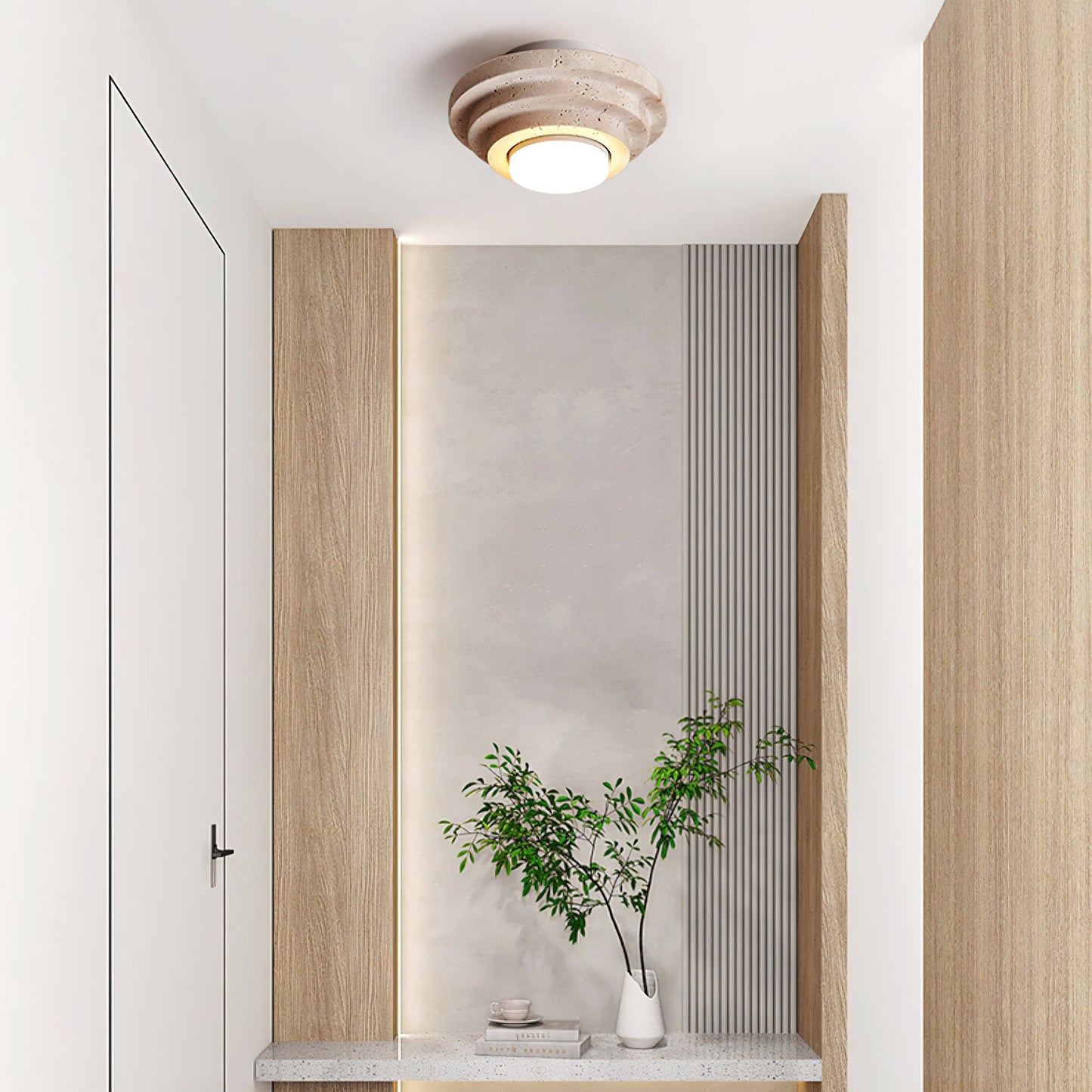 Aperture Ceiling Lamp | Yellow Travertine | Beige