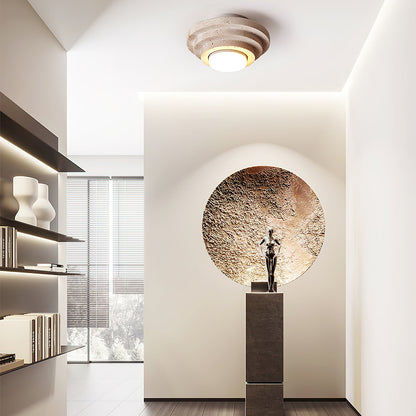 Aperture Ceiling Lamp | Yellow Travertine | Beige