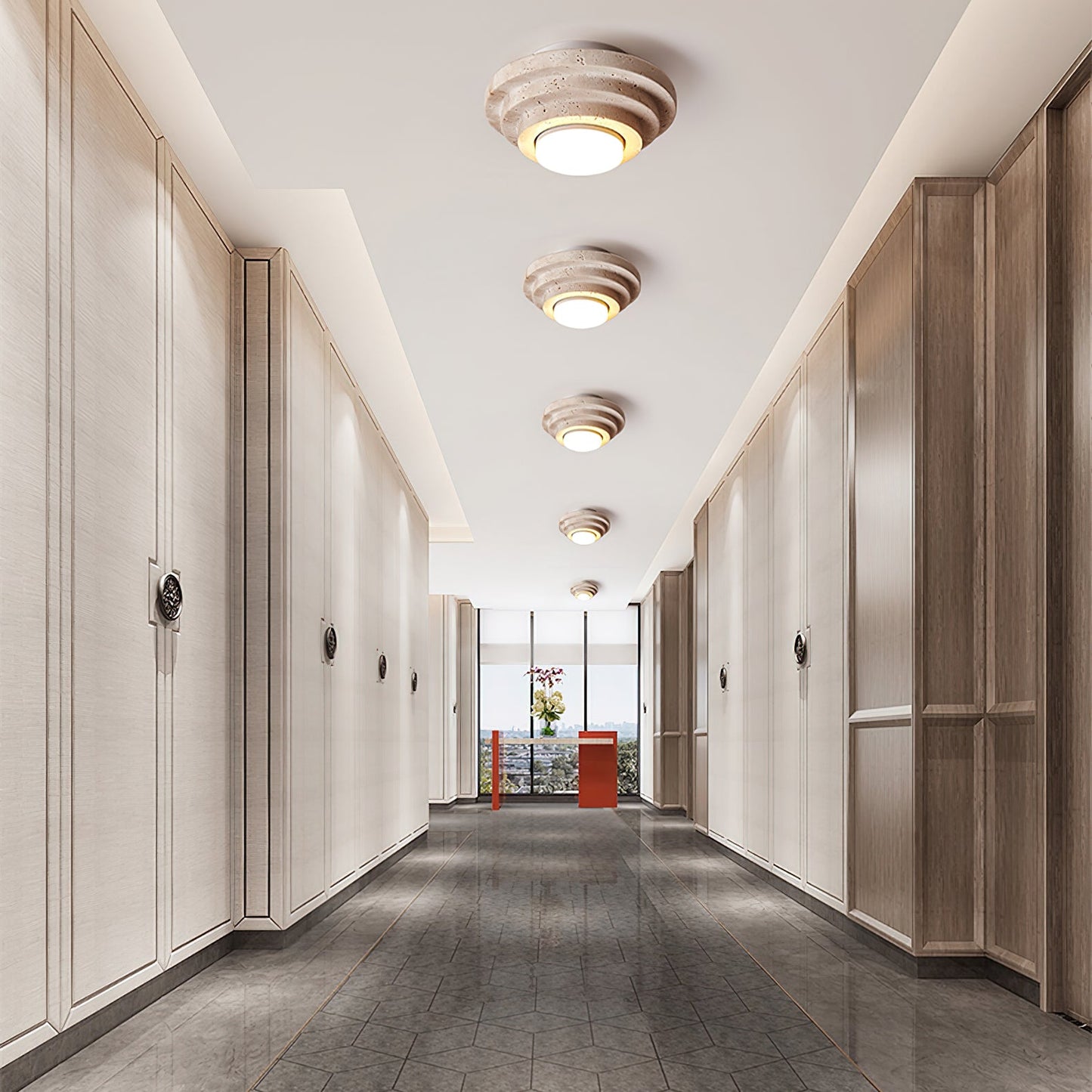 Aperture Ceiling Lamp | Yellow Travertine | Beige