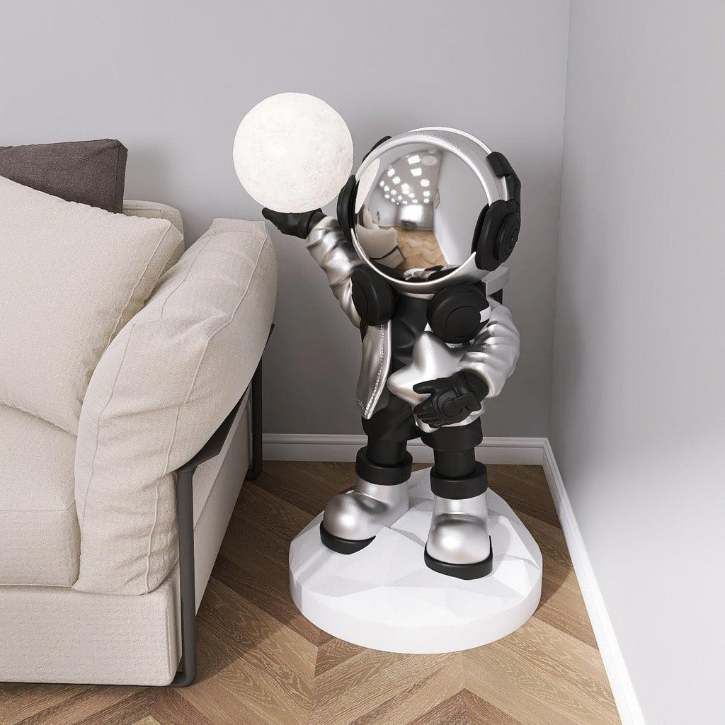 Apollo Astronaut Floor Lamp | Resin | Chrome, Gold, Blue