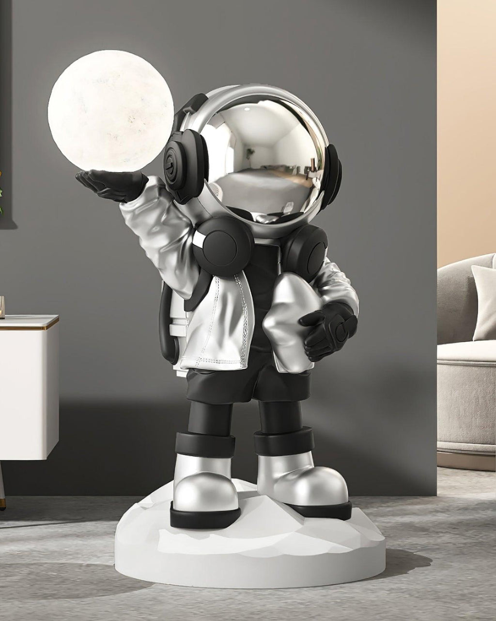 Apollo Astronaut Floor Lamp | Resin | Chrome, Gold, Blue
