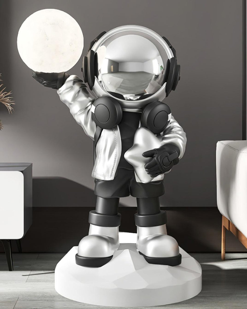 Apollo Astronaut Floor Lamp | Resin | Chrome, Gold, Blue