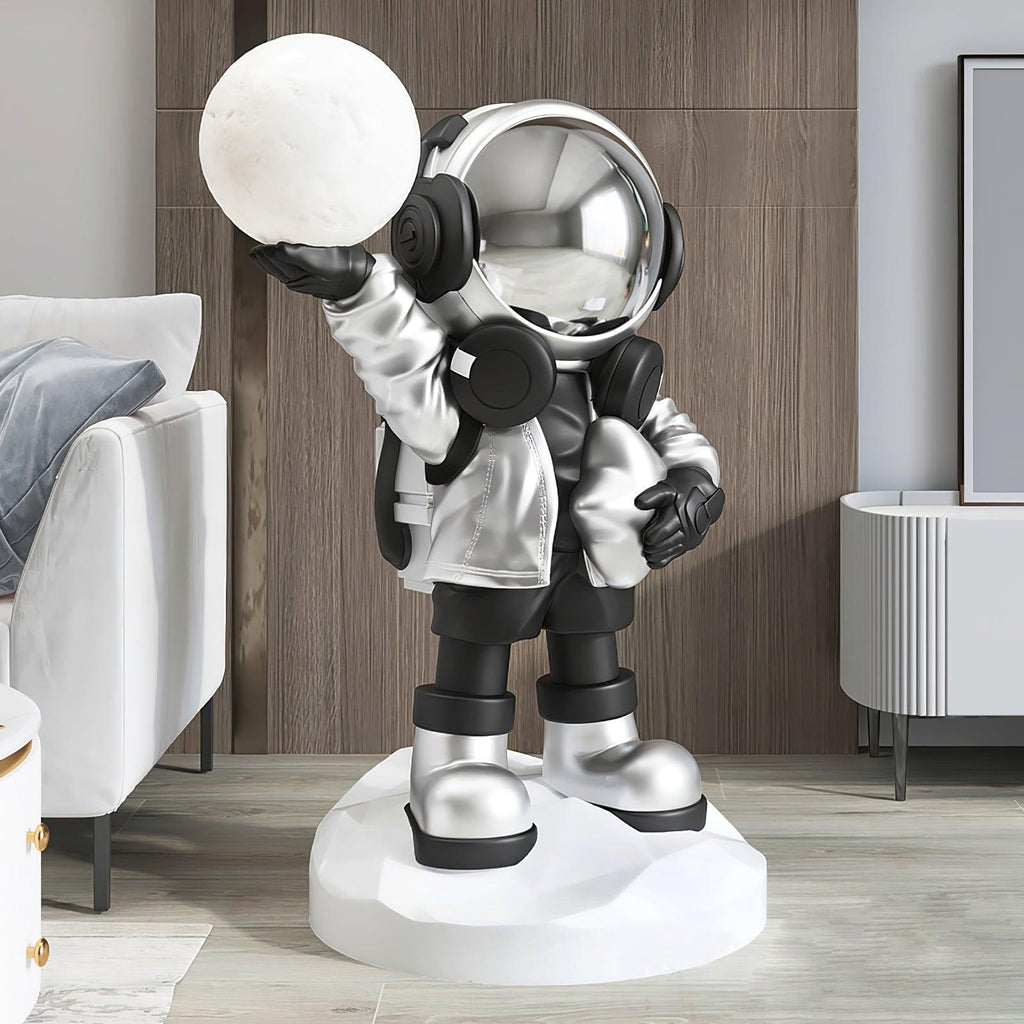 Apollo Astronaut Floor Lamp | Resin | Chrome, Gold, Blue