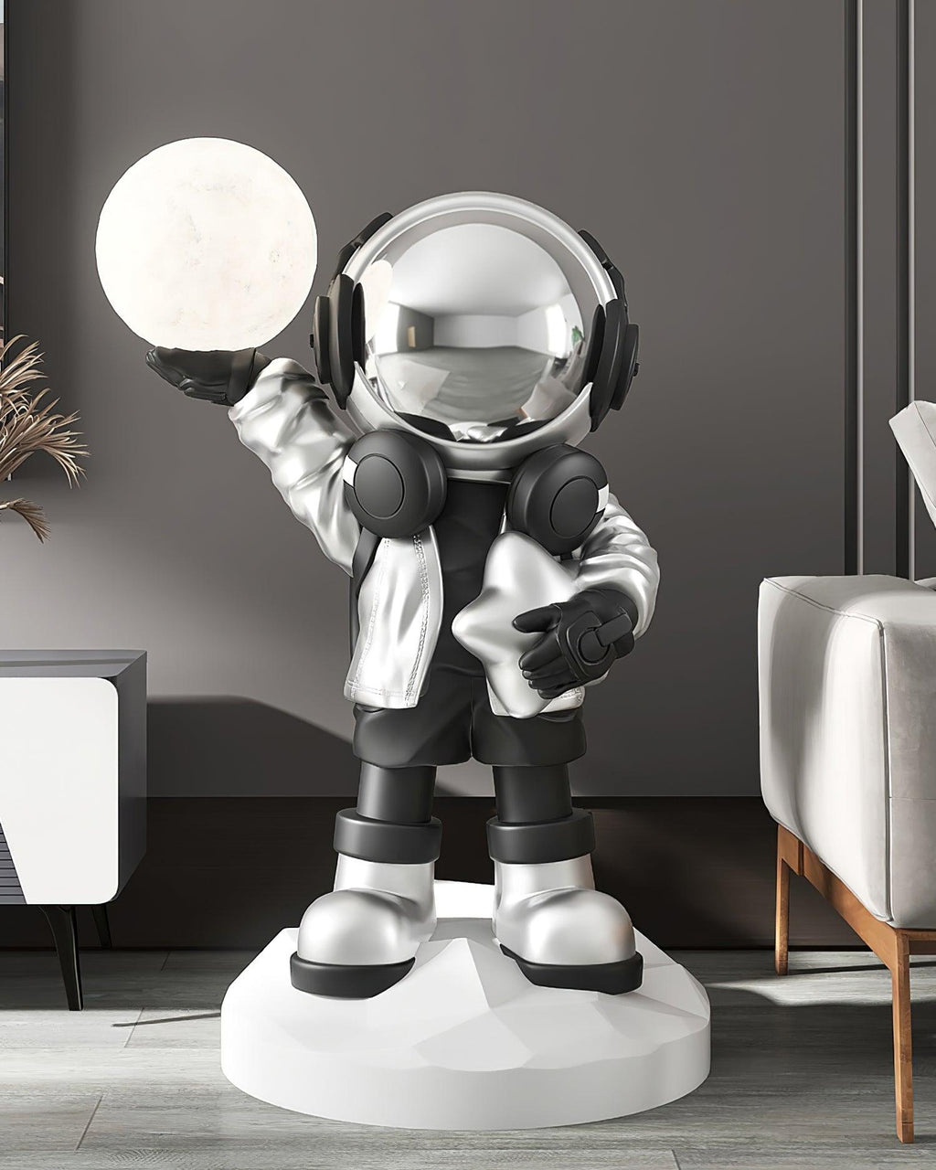 Apollo Astronaut Floor Lamp | Resin | Chrome, Gold, Blue