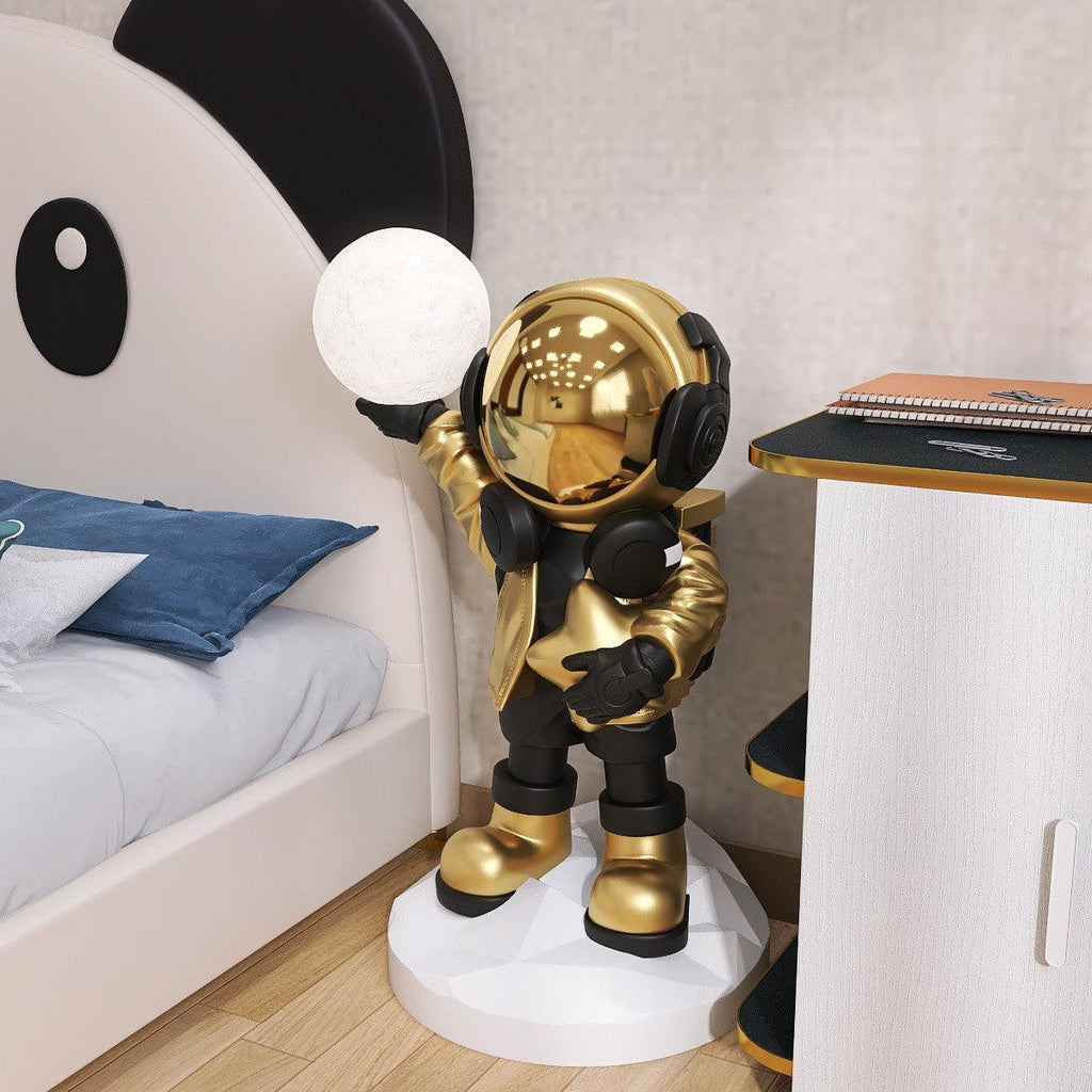 Apollo Astronaut Floor Lamp | Resin | Chrome, Gold, Blue
