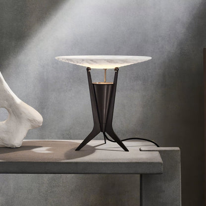 Aragon Table Lamp | Alabaster & Metal | Bronze & White
