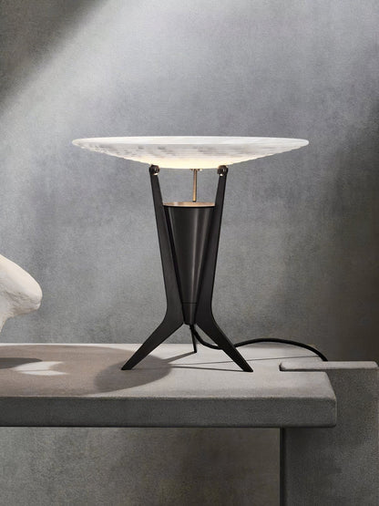 Aragon Table Lamp | Alabaster & Metal | Bronze & White