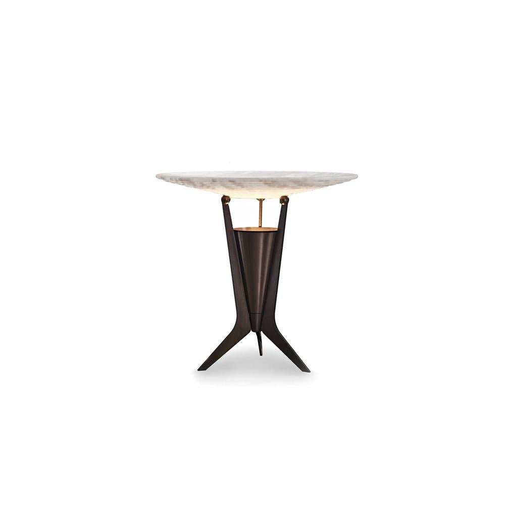 Aragon Table Lamp | Alabaster & Metal | Bronze & White