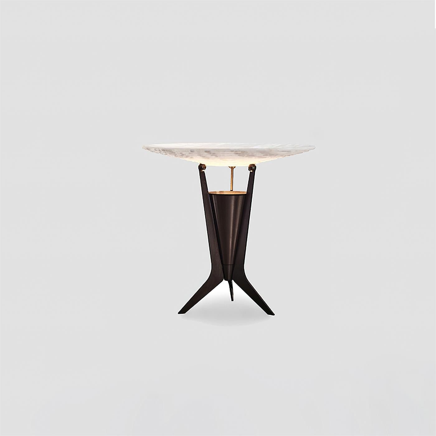 Aragon Table Lamp | Alabaster & Metal | Bronze & White
