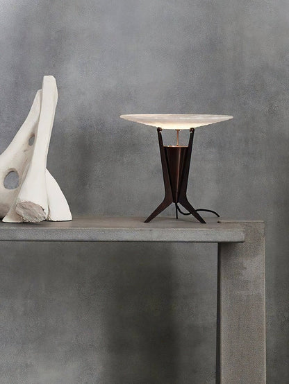 Aragon Table Lamp | Alabaster & Metal | Bronze & White