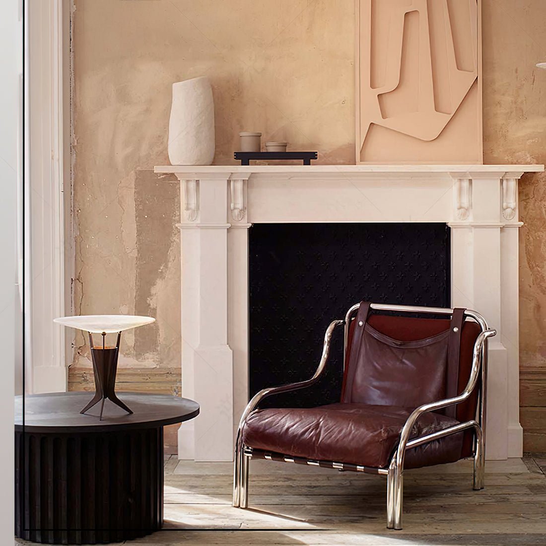 Aragon Table Lamp | Alabaster & Metal | Bronze & White