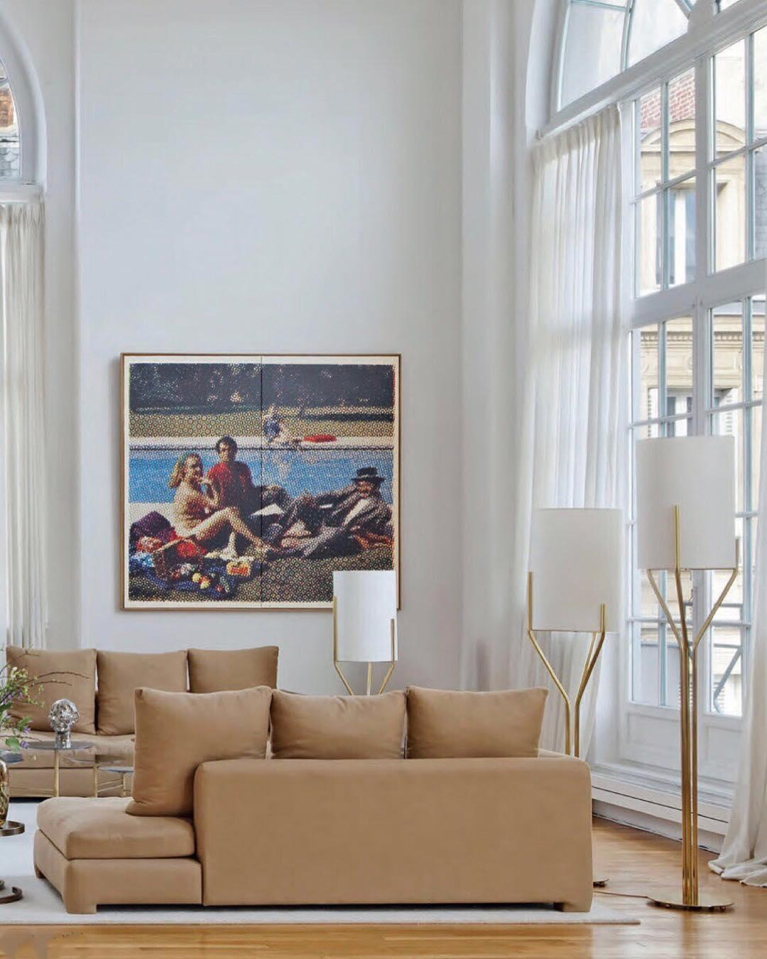 Arborescence Floor Lamp | Brass & Linen | Custom Height Options