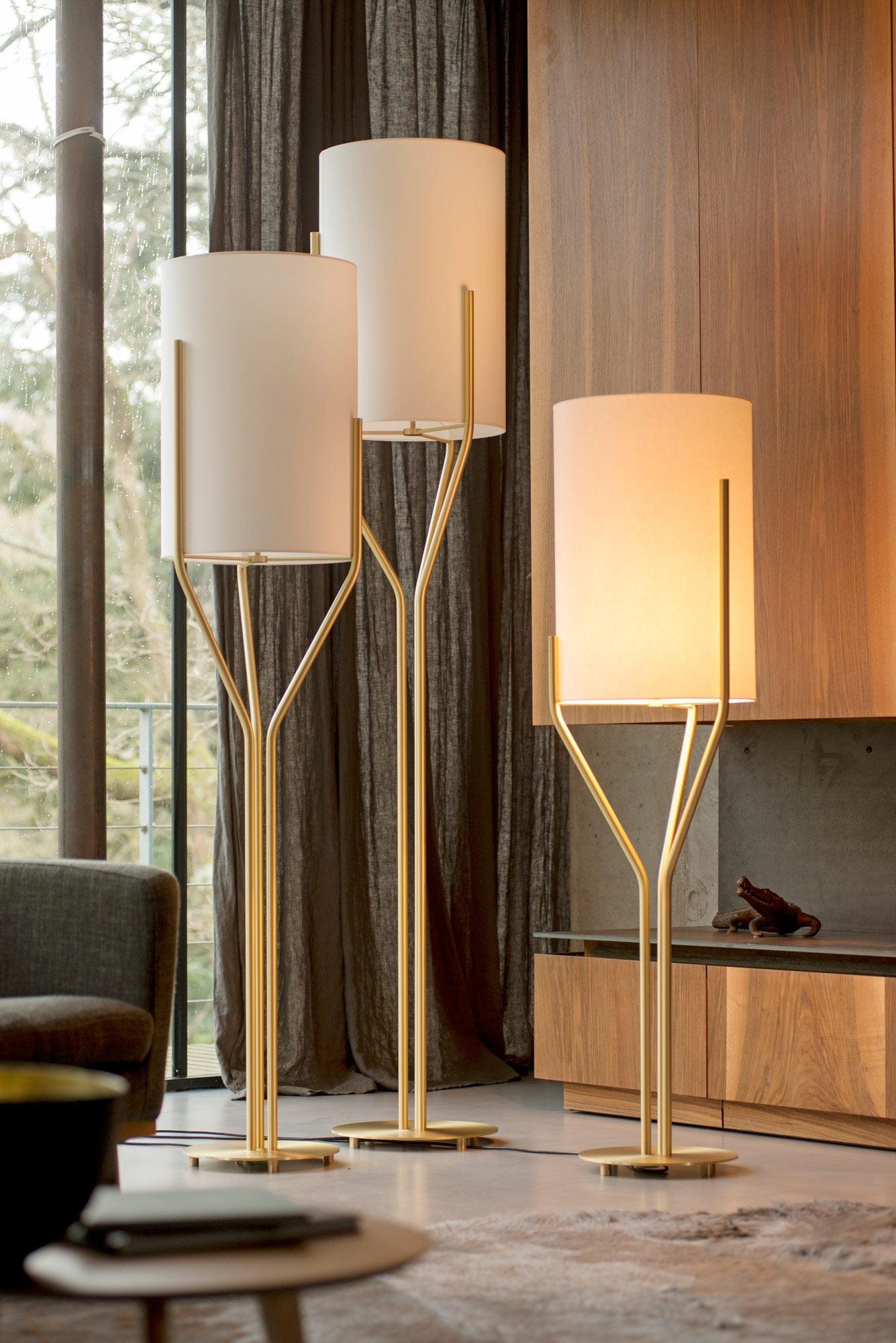 Arborescence Floor Lamp | Brass & Linen | Custom Height Options