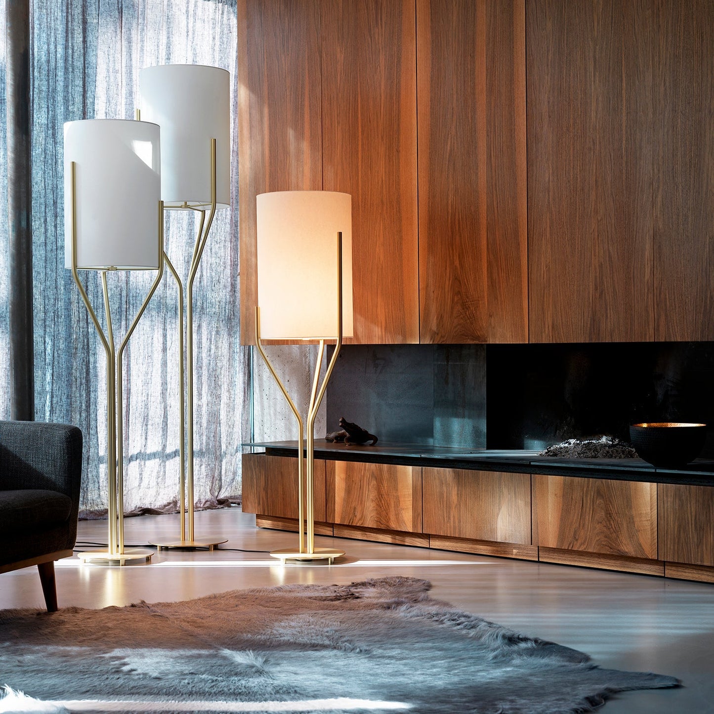 Arborescence Floor Lamp | Brass & Linen | Custom Height Options