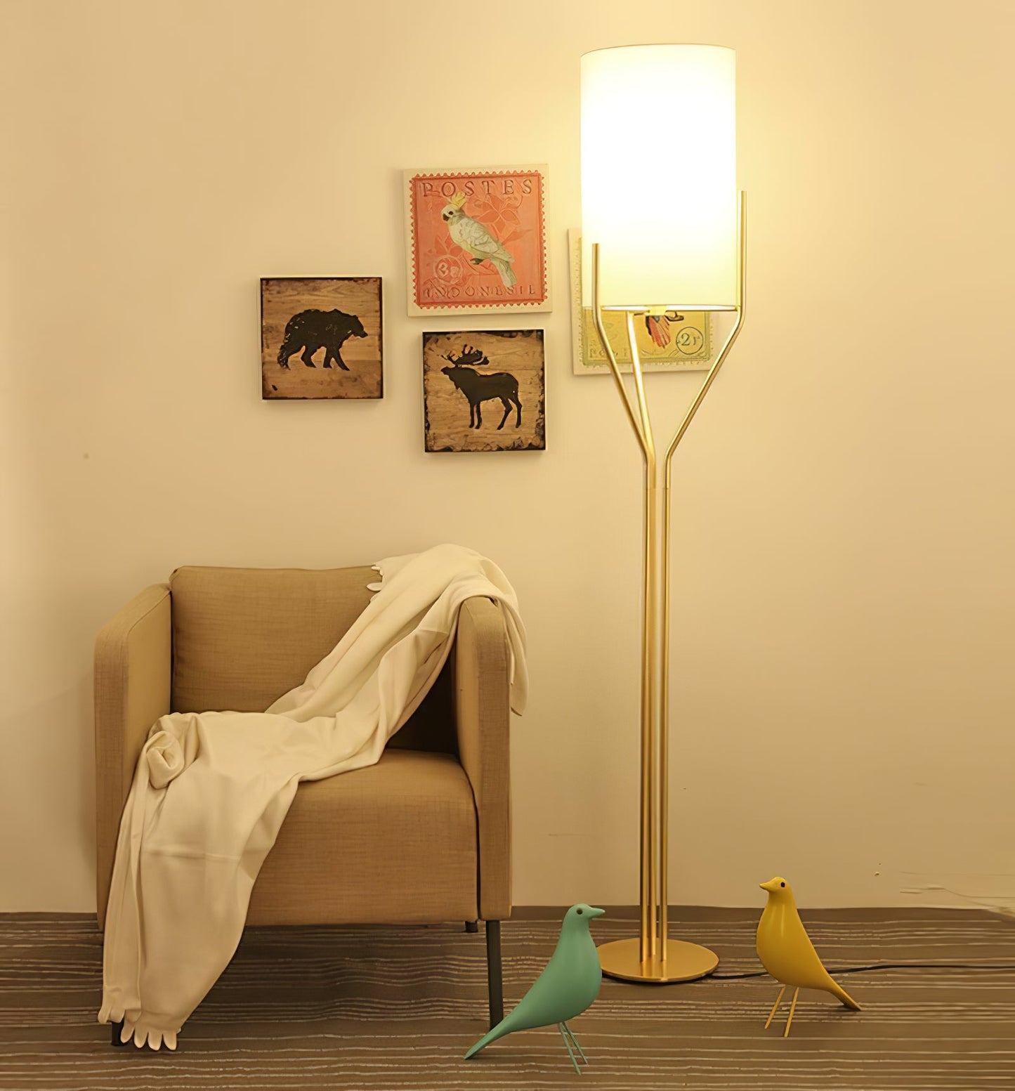 Arborescence Floor Lamp | Brass & Linen | Custom Height Options