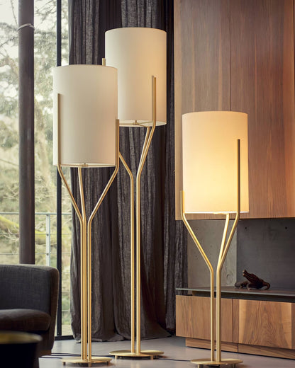 Arborescence Floor Lamp | Brass & Linen | Custom Height Options
