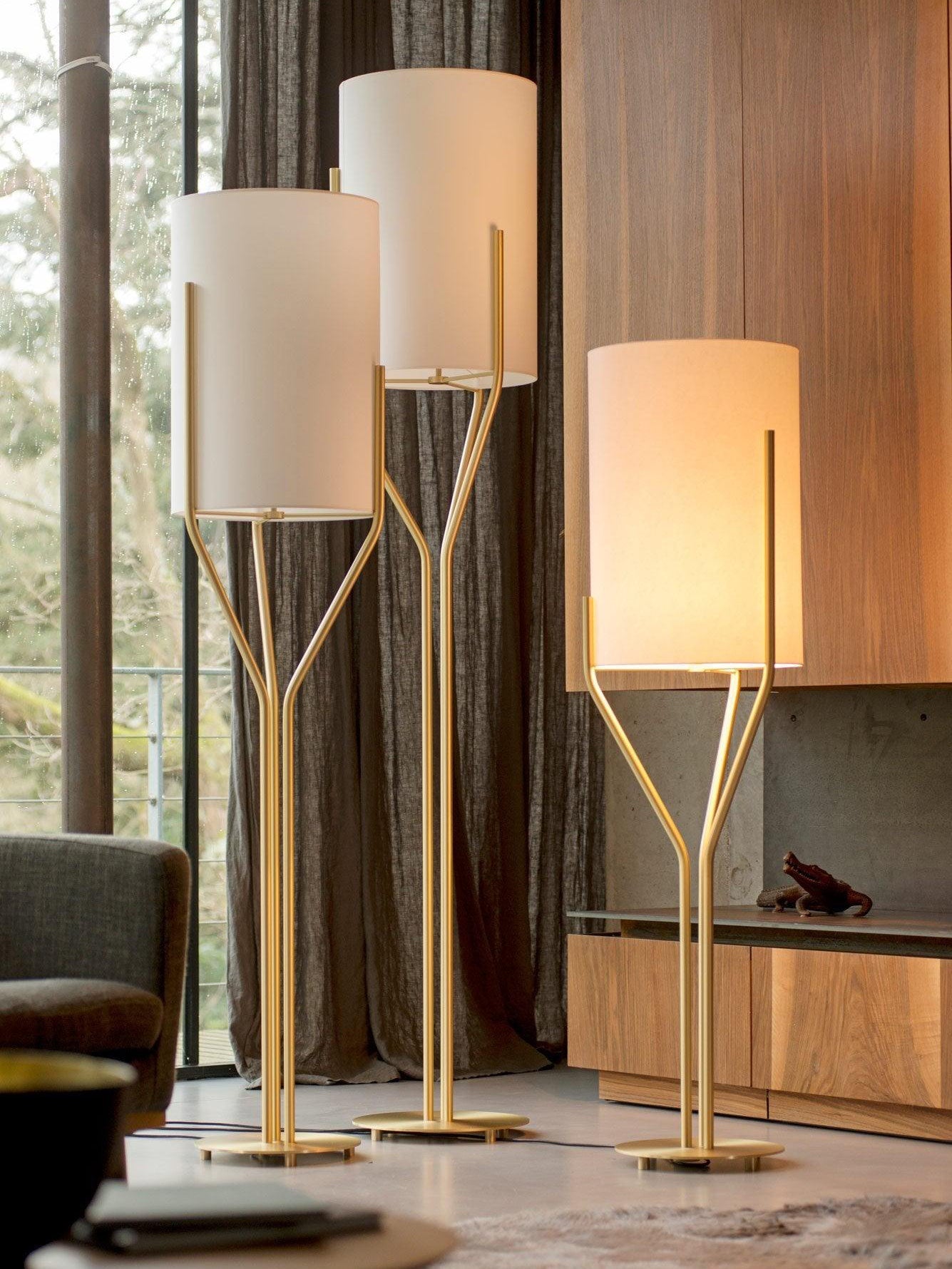 Arborescence Floor Lamp | Brass & Linen | Custom Height Options
