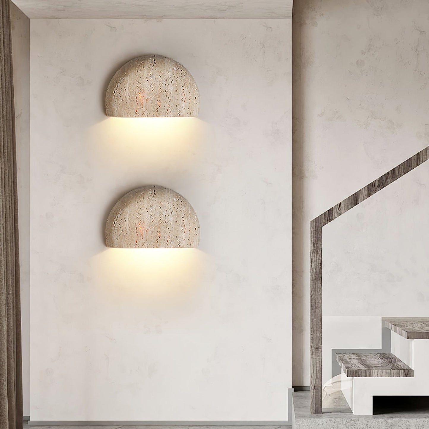 Arc Bowl Wall Lamp | Travertine | Yellow