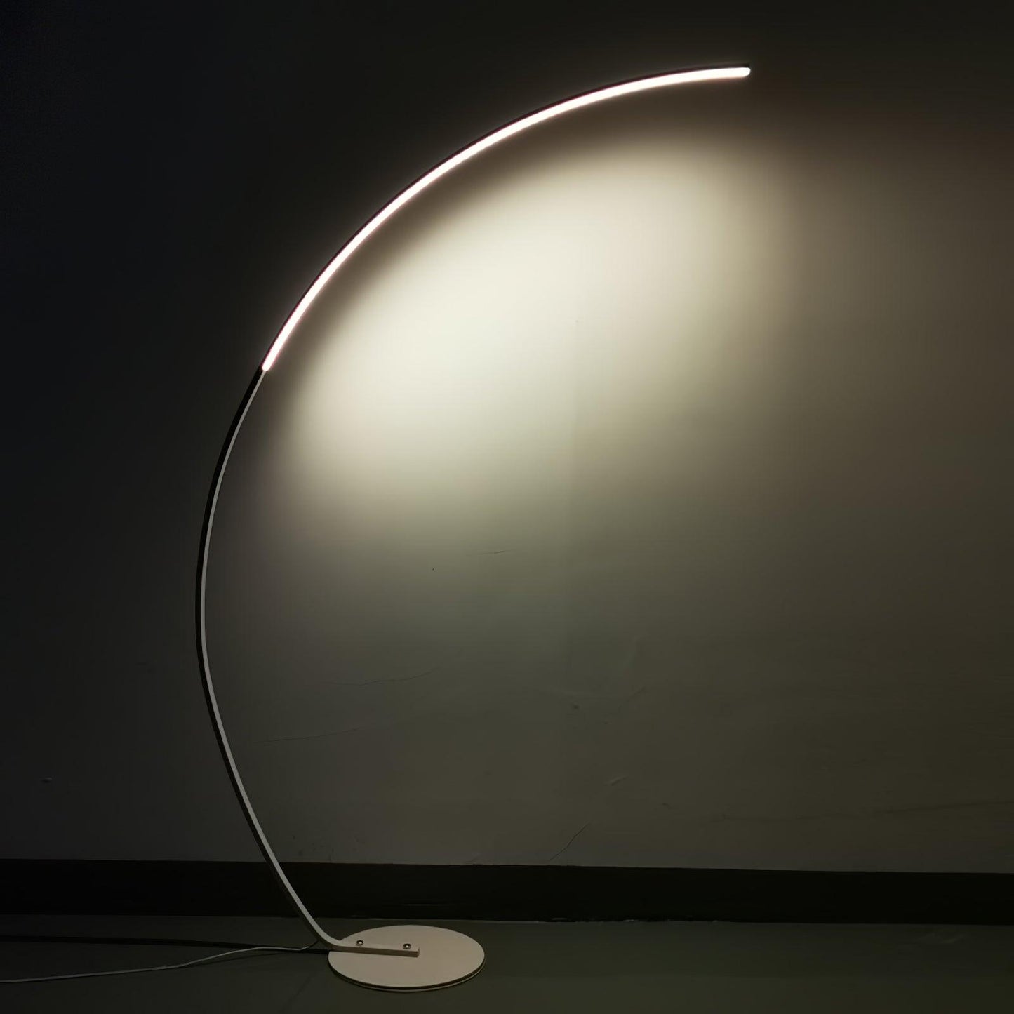 Arc Floor Lamp | Black Iron & White Acrylic Shade | 50cm Diameter