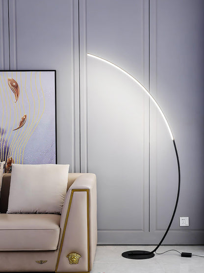 Arc Floor Lamp | Black Iron & White Acrylic Shade | 50cm Diameter