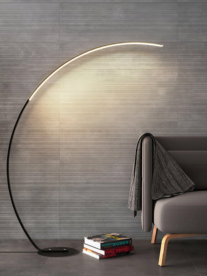 Arc Floor Lamp | Black Iron & White Acrylic Shade | 50cm Diameter