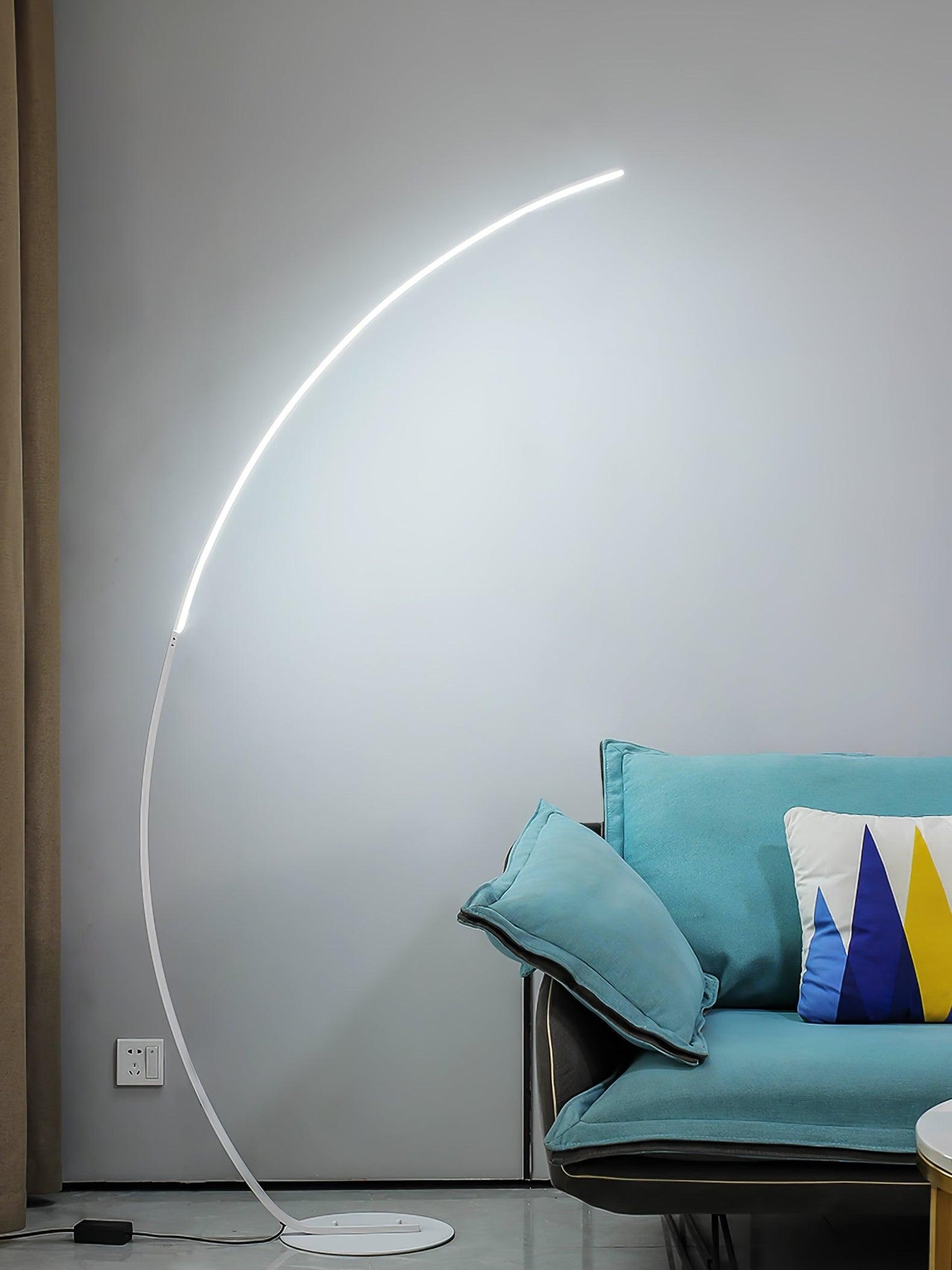 Arc Floor Lamp | Black Iron & White Acrylic Shade | 50cm Diameter