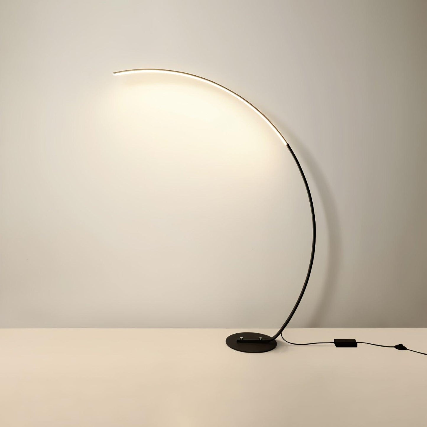 Arc Floor Lamp | Black Iron & White Acrylic Shade | 50cm Diameter