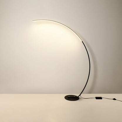 Arc Floor Lamp | Black Iron & White Acrylic Shade | 50cm Diameter