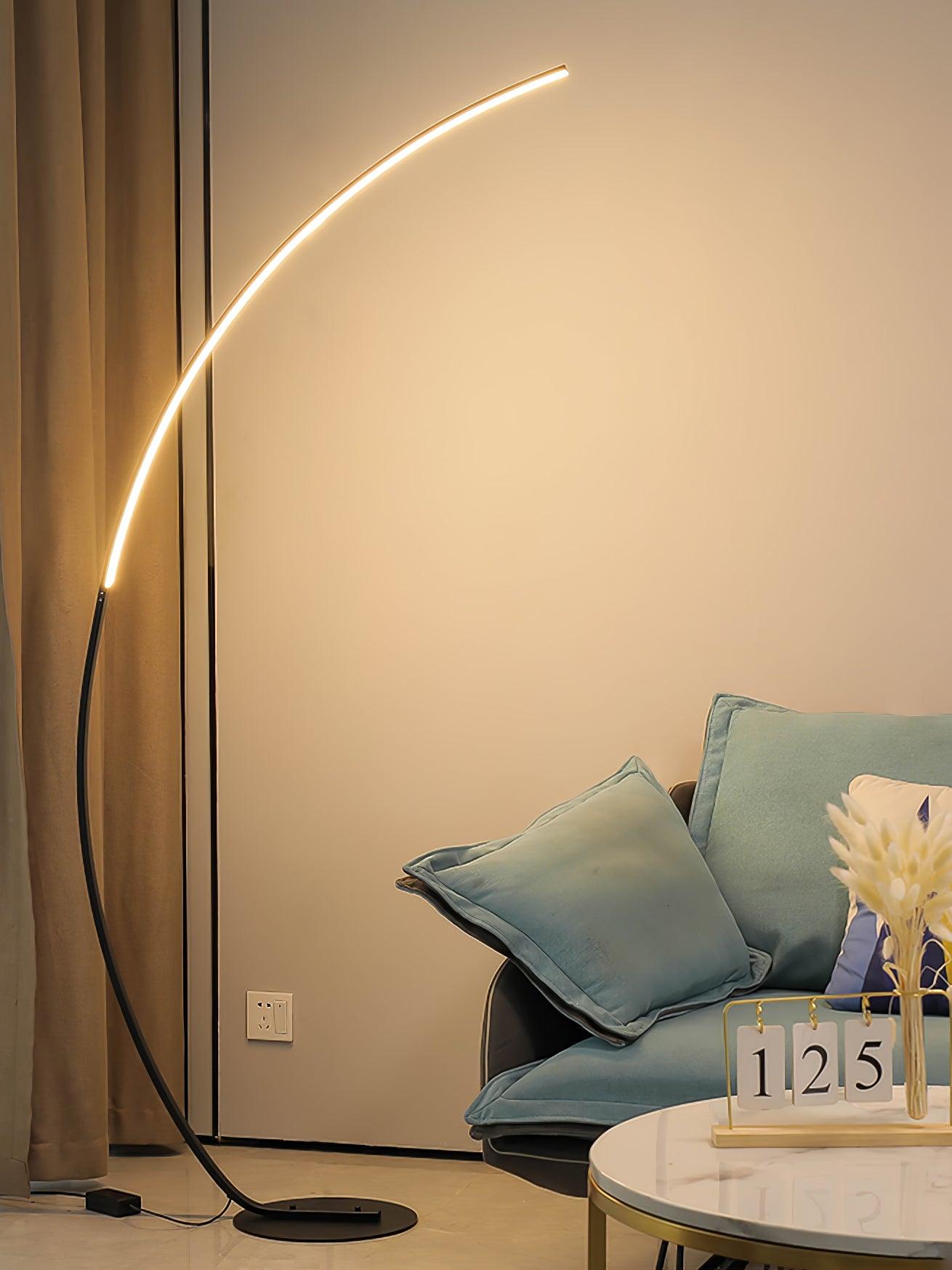 Arc Floor Lamp | Black Iron & White Acrylic Shade | 50cm Diameter