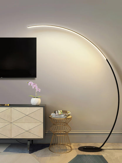 Arc Floor Lamp | Black Iron & White Acrylic Shade | 50cm Diameter