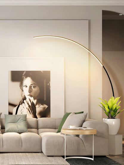 Arc Floor Lamp | Black Iron & White Acrylic Shade | 50cm Diameter