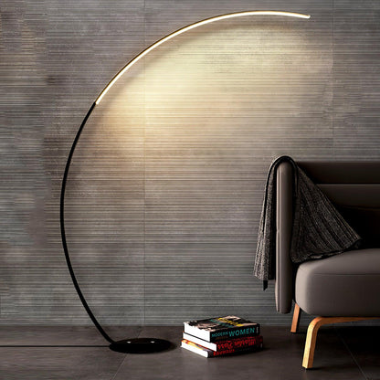 Arc Floor Lamp | Black Iron & White Acrylic Shade | 50cm Diameter