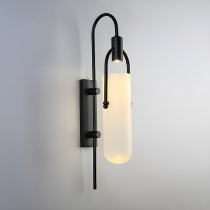 Arc Glass Wall Lamp | Frosted White Glass & Black Frame | Set of 2