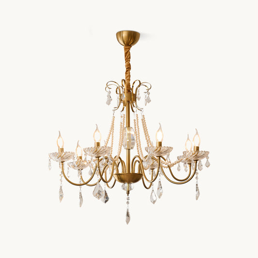 Arcadia Crysta Chandelier | Gold Metal & Clear Glass | 6 or 8 Lights
