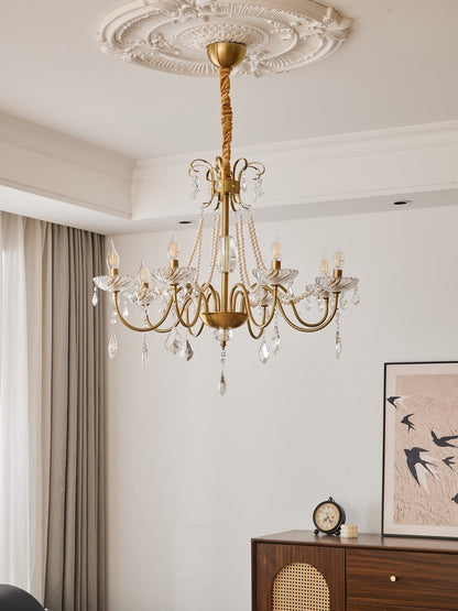 Arcadia Crysta Chandelier | Gold Metal & Clear Glass | 6 or 8 Lights