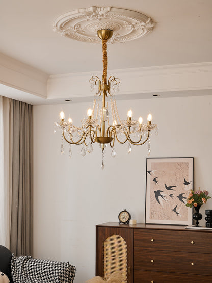Arcadia Crysta Chandelier | Gold Metal & Clear Glass | 6 or 8 Lights