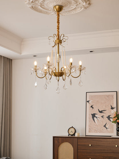 Arcadia Crysta Chandelier | Gold Metal & Clear Glass | 6 or 8 Lights