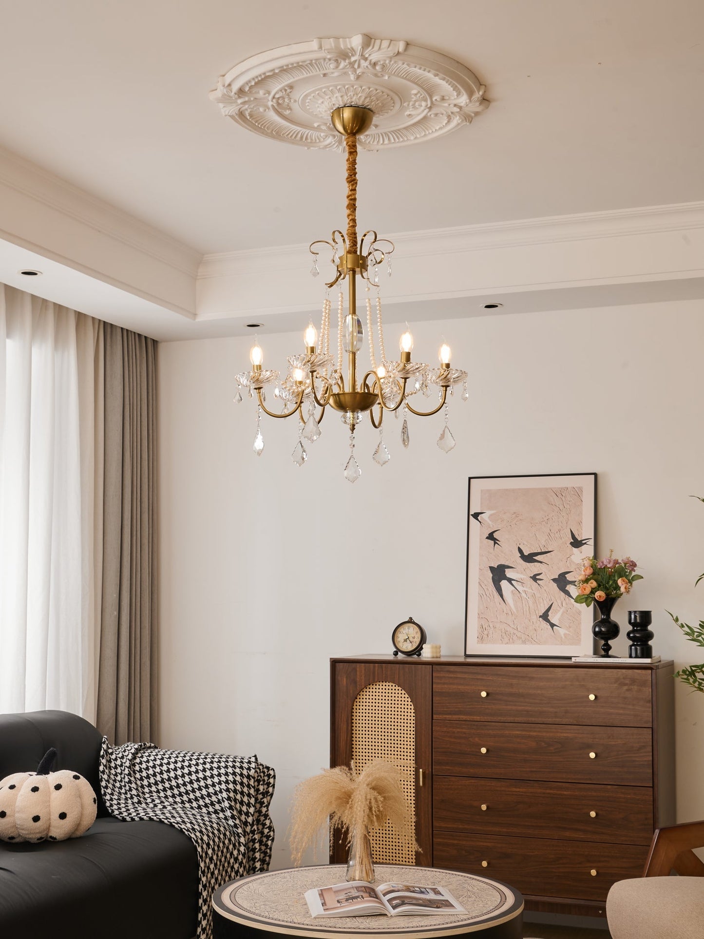 Arcadia Crysta Chandelier | Gold Metal & Clear Glass | 6 or 8 Lights