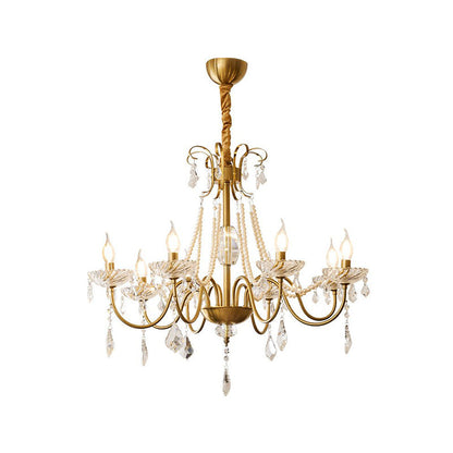 Arcadia Crysta Chandelier | Gold Metal & Clear Glass | 6 or 8 Lights